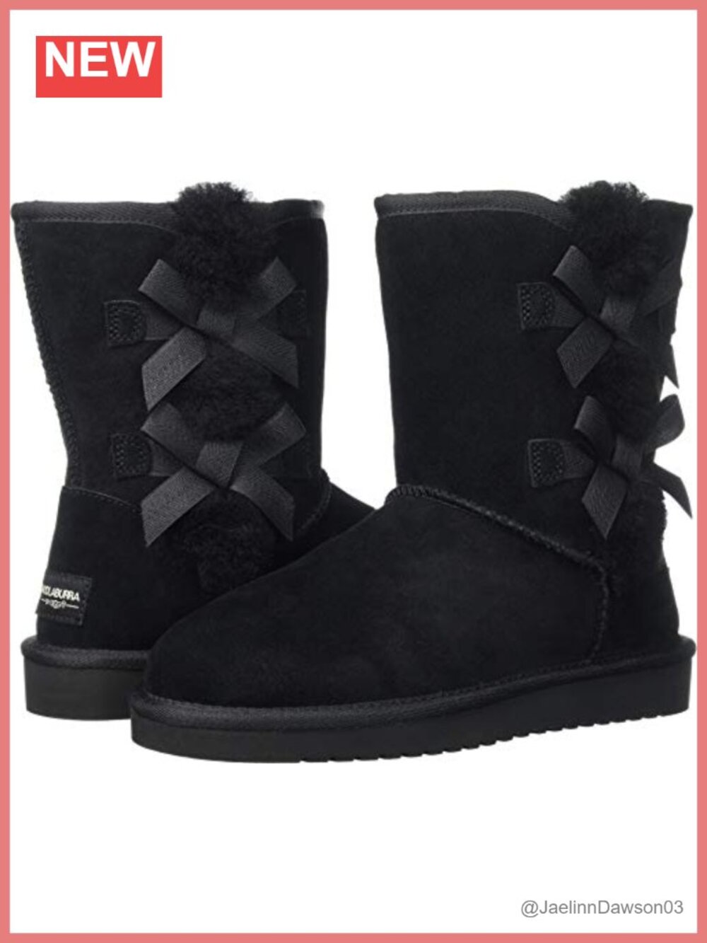 Women's Mid-Calf Shearling Lined Suede Boots with Bows